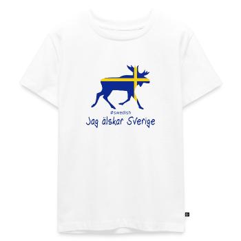Suède Élan J’aime la Suède - T-shirt Premium bio Enfant - blanc - Devant - Hailey (125cm)