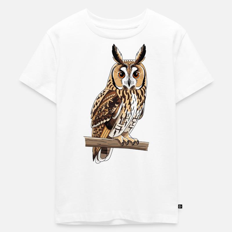 Waldohreule Eule Asio Otus - Kinder Premium Bio T-Shirt - Weiß