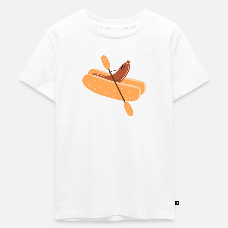 Bockwurst im Paddelboot - Kinder Premium Bio T-Shirt - Weiß