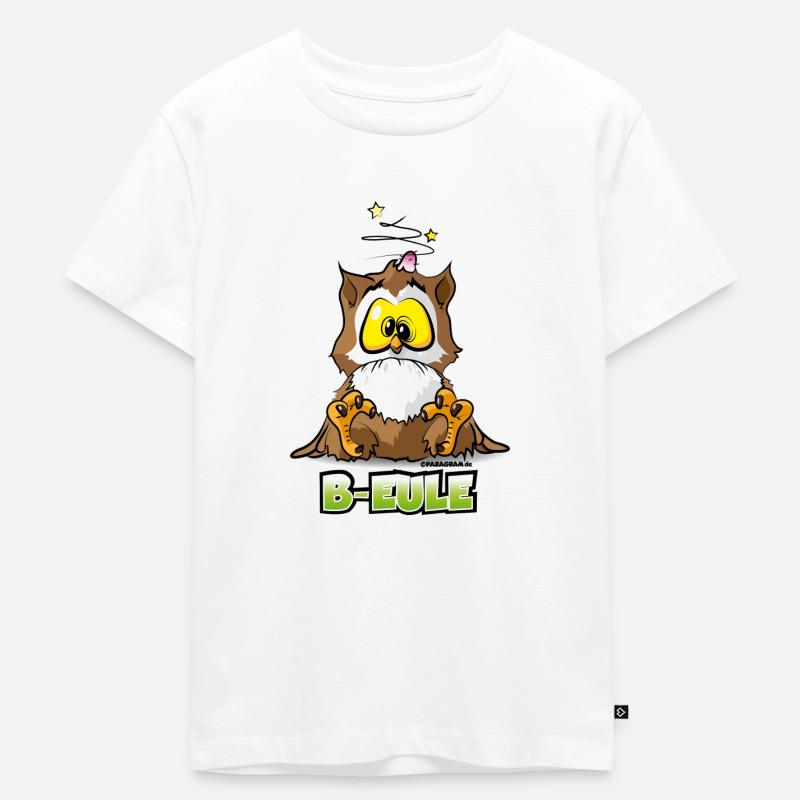 Käuzchen Uhu Eule mit Beule T-Shirt Tee - Kinder Premium Bio T-Shirt - Weiß