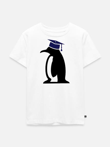 Pinguin mit Doktorhut, Geschenk für Doktorarbeit - Kinder Premium Bio T-Shirt - Weiß