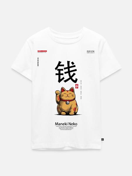 Maneki-Neko - Kinder Premium Bio T-Shirt - Weiß