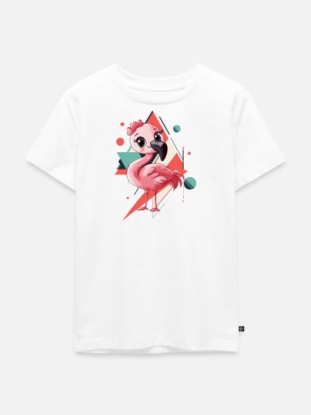Flamingo Wasservogel Exotisch - Kinder Premium Bio T-Shirt - Weiß