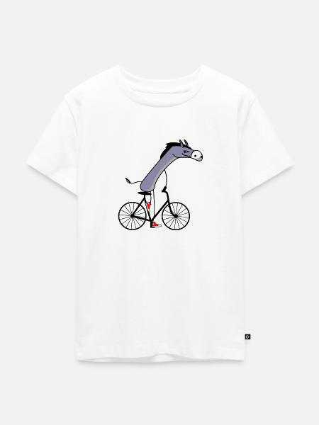 Esel fährt Fahrrad - Kinder Premium Bio T-Shirt - Weiß