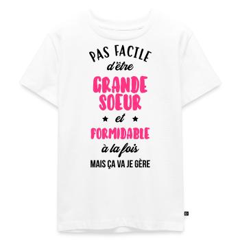 Soeur Soeurette Frère Naissance Bébé Sœur - T-shirt Premium bio Enfant - blanc - Devant - Hailey (125cm)