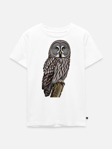 Bartkauz Eule - Kinder Premium Bio T-Shirt - Weiß