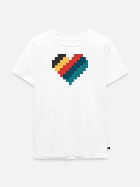 Retro Pixel Herz - Kinder Premium Bio T-Shirt - Weiß