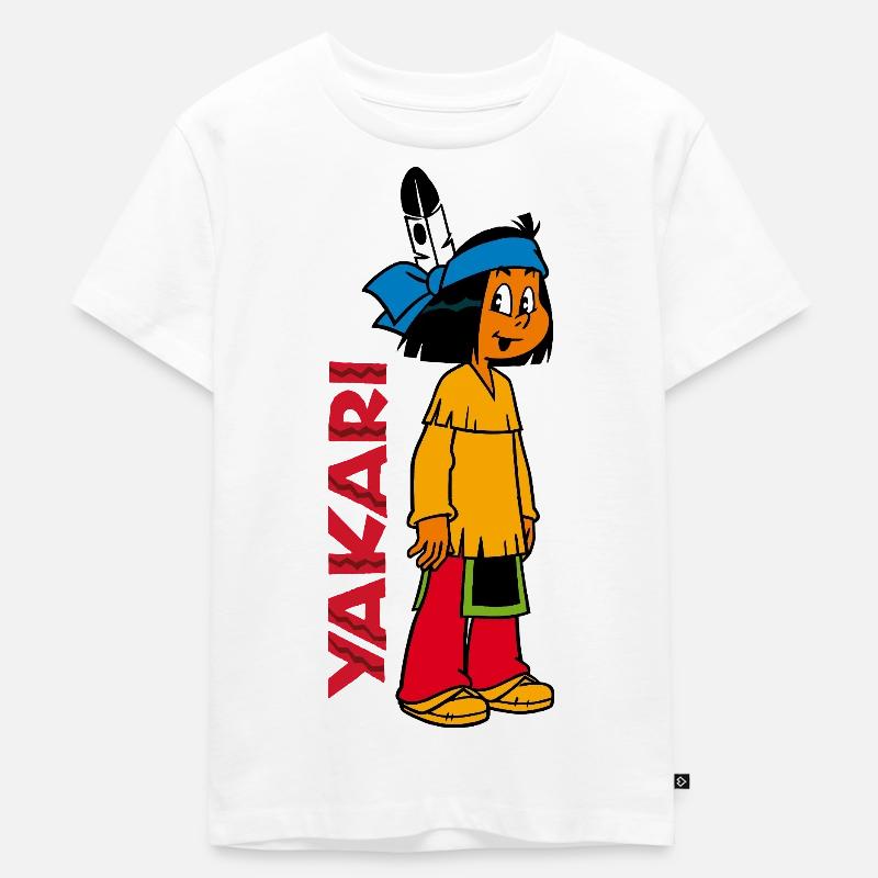 Yakari gespannt - Kinder Premium Bio T-Shirt - Weiß