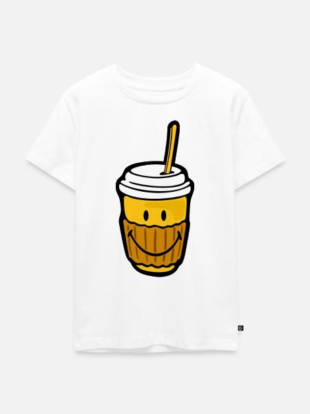 Smiley Coffee Take Away - Kinder Premium Bio T-Shirt - Weiß