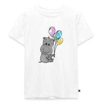 Hippo - Kinder Premium Bio T-Shirt - Weiß - Vorne - Hailey (125cm)