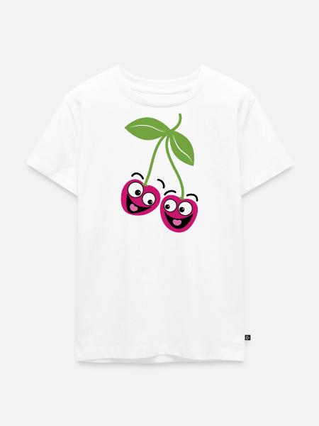 Glückliche Kirschen - Kinder Premium Bio T-Shirt - Weiß