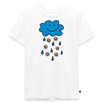 Nuage de pluie, gouttes de pluie, le soleil, l'été, le printemps, la météo - T-shirt Premium bio Enfant - blanc - Devant - Hailey (125cm)