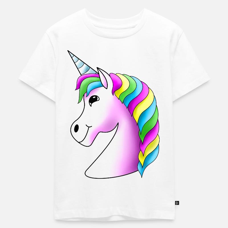 Pinkes Regenbogen-Einhorn - Kinder Premium Bio T-Shirt - Weiß