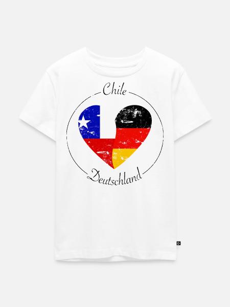 Flaggenherz Deutschland Chile Flagge - Kinder Premium Bio T-Shirt - Weiß