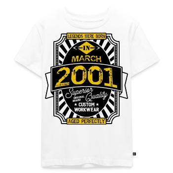 2001 MARCH - Kids Premium Organic T-Shirt - white - Front - Hailey (125cm)