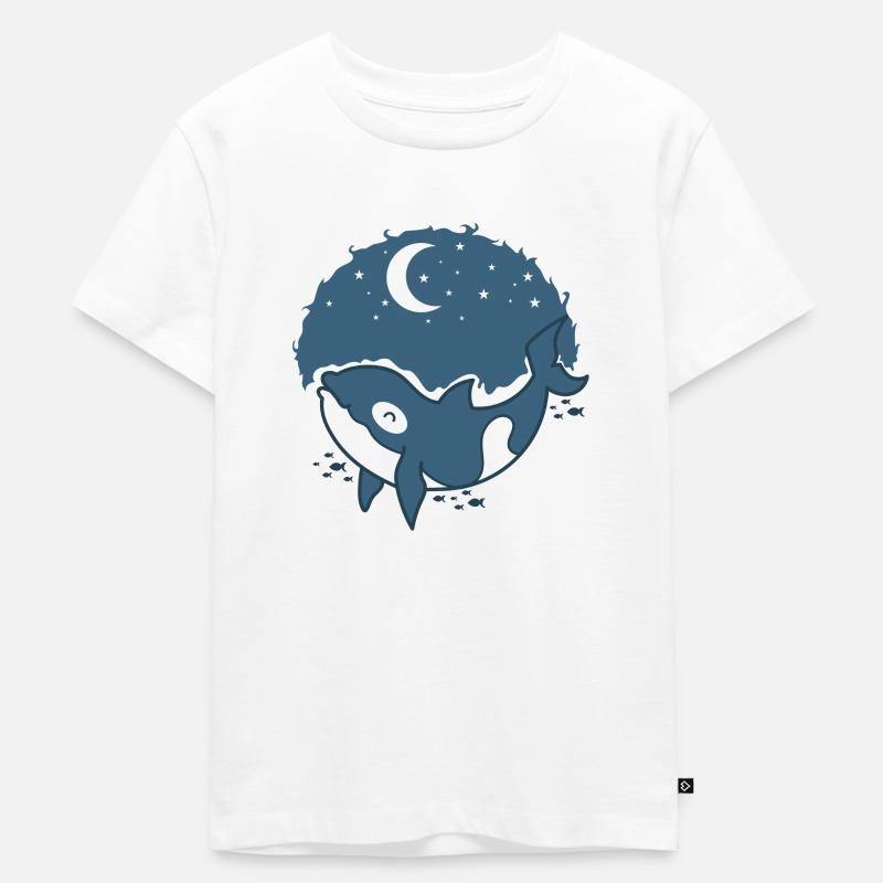 Wal mit Mond und Sterne - Kinder Premium Bio T-Shirt - Weiß