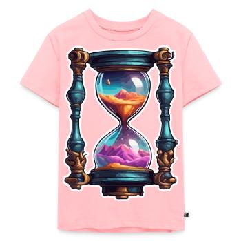 Hourglass / Timepiece / Antique /Grains of Sand / Drain - Kids Premium Organic T-Shirt - rose - Front - AI Model Kid Female (0cm)