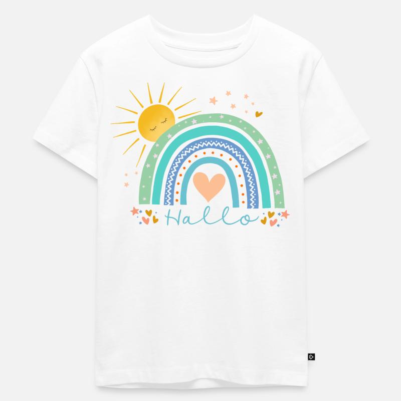 Regenbogen - Kinder Premium Bio T-Shirt - Weiß