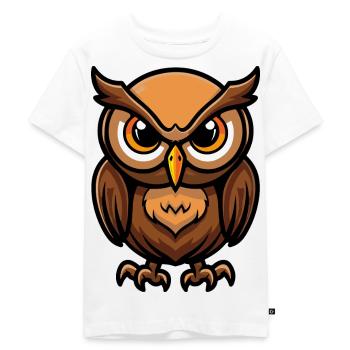 Eule Comic - Kinder Premium Bio T-Shirt - Weiß - Vorne - Hailey (125cm)