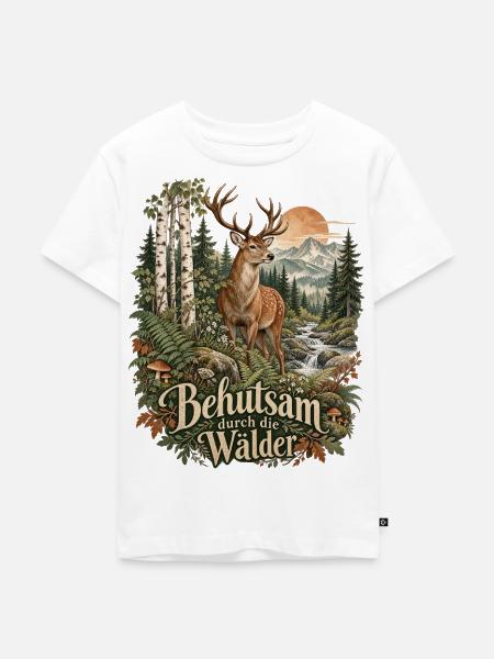 Behutsam durch die Wälder - Kinder Premium Bio T-Shirt - Weiß