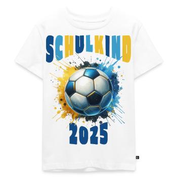 Einschulung Schulkind 2025 Fußball Fussball - Kinder Premium Bio T-Shirt - Weiß - Vorne - Hailey (125cm)