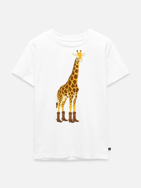 Giraffe mit Stiefel-Statement - Kinder Premium Bio T-Shirt - Weiß