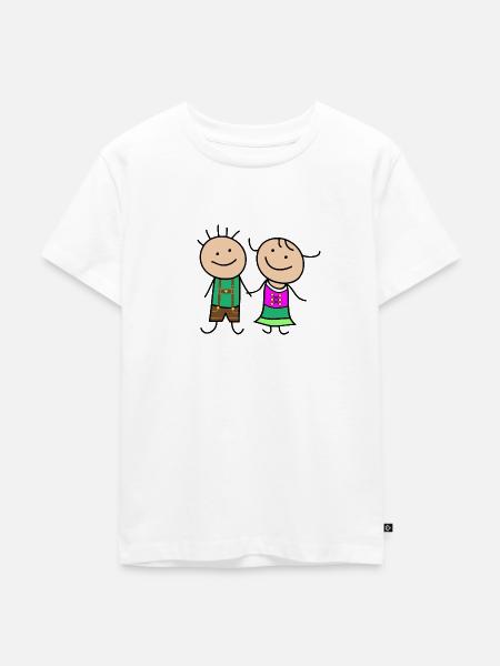 Niedliches Paar - Kinder Premium Bio T-Shirt - Weiß