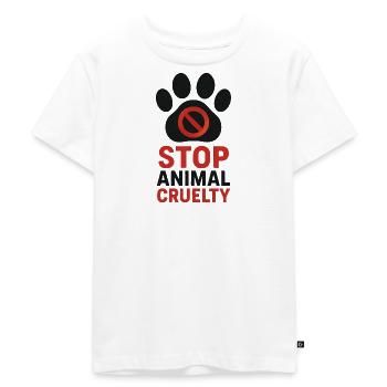 Stopp Tierquälerei Pfotenabdruck - Kinder Premium Bio T-Shirt - Weiß - Vorne - Hailey (125cm)