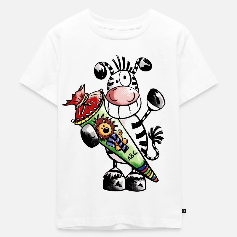 Das Schulkind Zebra - Kinder Premium Bio T-Shirt - Weiß