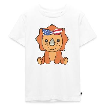 4 juillet American Triceratops for Kids USA - T-shirt Premium bio Enfant - blanc - Devant - Hailey (125cm)