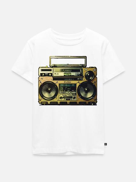 Goldener Ghettoblaster - Kinder Premium Bio T-Shirt - Weiß