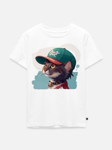 Coole Katze - Kinder Premium Bio T-Shirt - Weiß