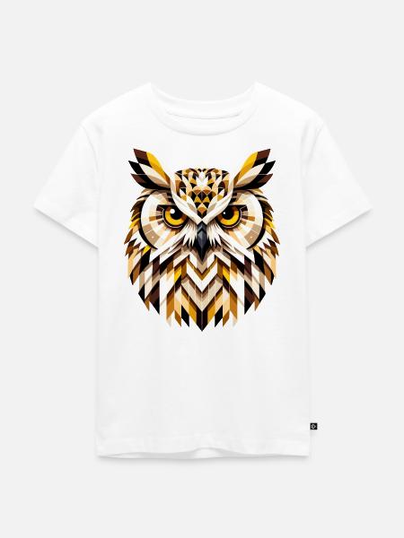 Abstrakte geometrische Eule - Farbgestaltung - Kinder Premium Bio T-Shirt - Weiß