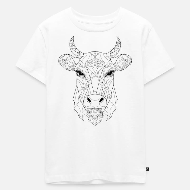 Beauté bovine complexe : Art géométrique de la vache - T-shirt Premium bio Enfant - blanc
