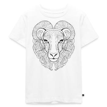 Majestätische Widder-Linienkunst: Wirbelndes Hörner-Design - Kinder Premium Bio T-Shirt - Weiß - Vorne - Hailey (125cm)