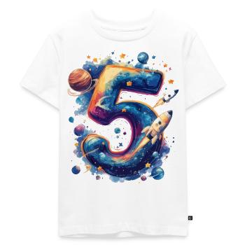 5. Geburtstag Weltraum - Kinder Premium Bio T-Shirt - Weiß - Vorne - Hailey (125cm)