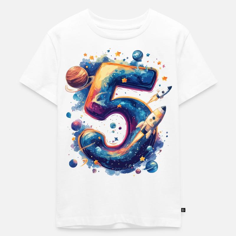 5. Geburtstag Weltraum - Kinder Premium Bio T-Shirt - Weiß