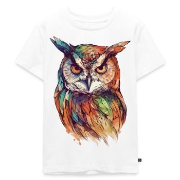 Eule Uhu Vogel Nachtvogel Tier Nacht Mond Natur - Kinder Premium Bio T-Shirt - Weiß - Vorne - Hailey (125cm)