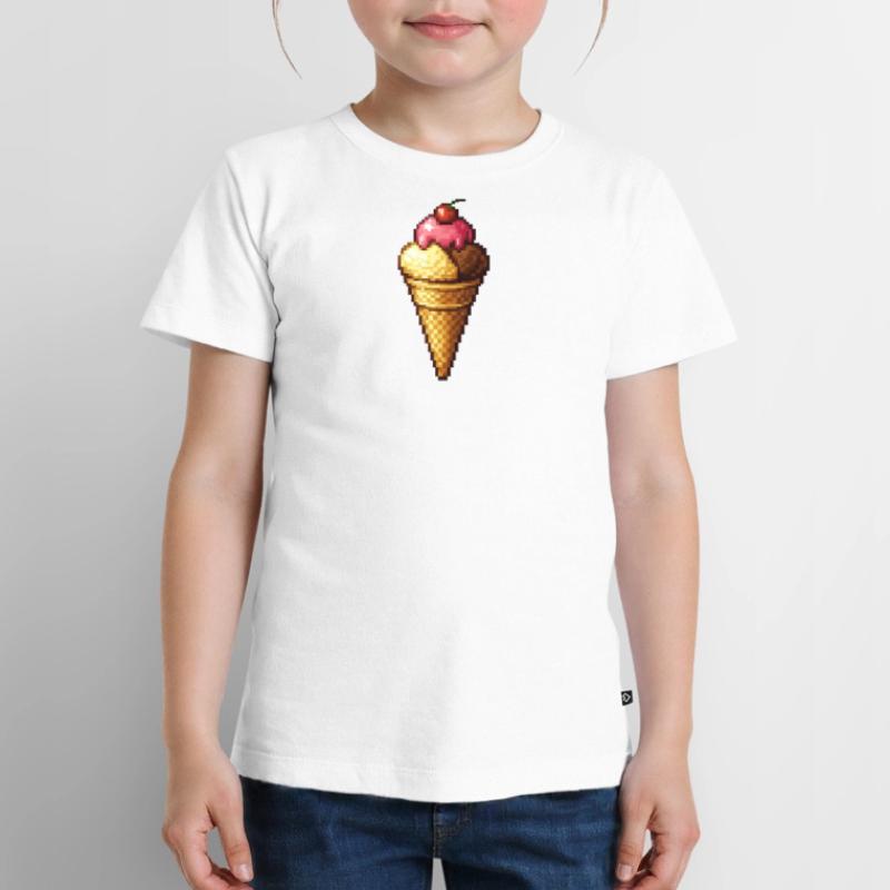 Retro Pixel Eiscreme Cone Kinder Premium Bio T-Shirt