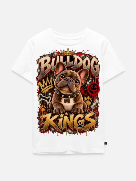 Bulldog Kings Graffiti-Thron - Kinder Premium Bio T-Shirt - Weiß