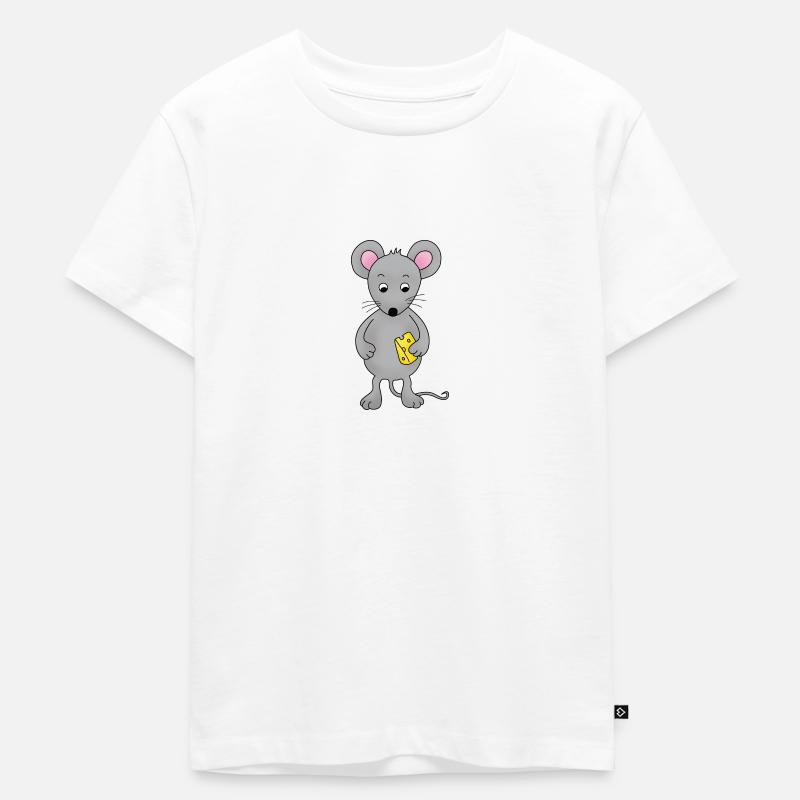 kleine Maus mit Käse - Kinder Premium Bio T-Shirt - Weiß