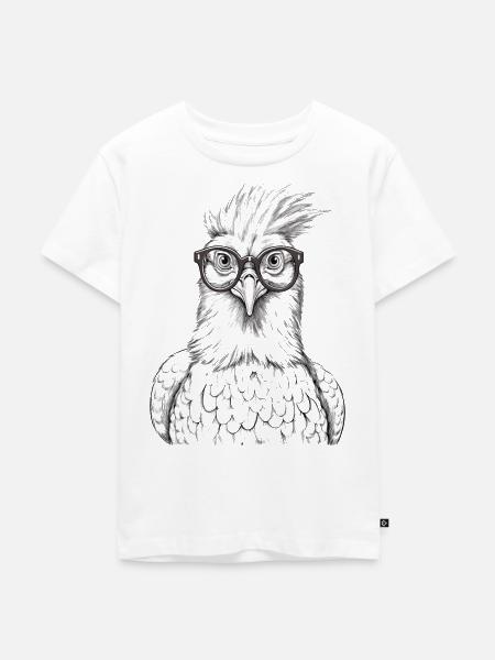 Chicken Brille - Kinder Premium Bio T-Shirt - Weiß