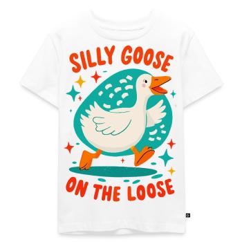Silly Goose on the Loose - Kids Premium Organic T-Shirt - white - Front - Hailey (125cm)