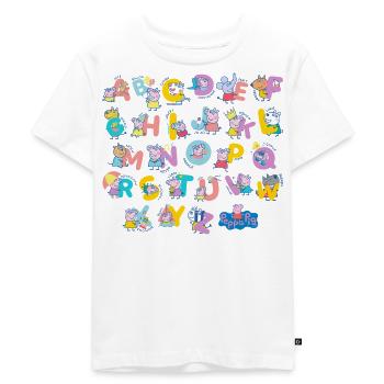 Peppa Pig Design Alphabet Mit Peppa - Kinder Premium Bio T-Shirt - Weiß - Vorne - Hailey (125cm)