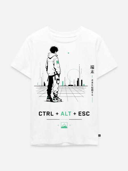 Cyberstadt Wanderer Hoodie - Kinder Premium Bio T-Shirt - Weiß