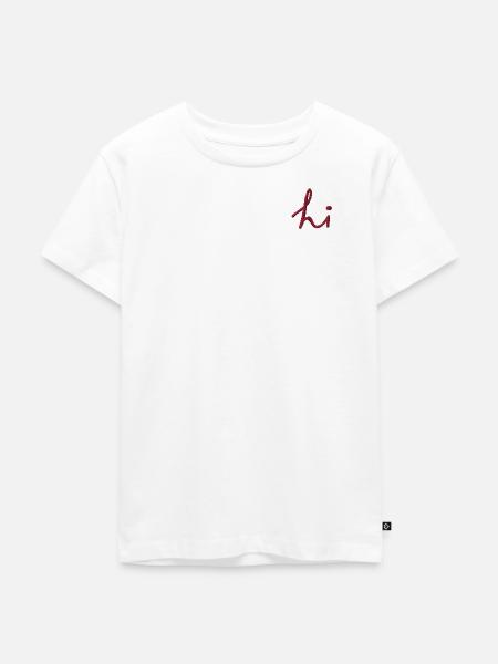 Schriftzug Hi bestickt - Kinder Premium Bio T-Shirt - Weiß