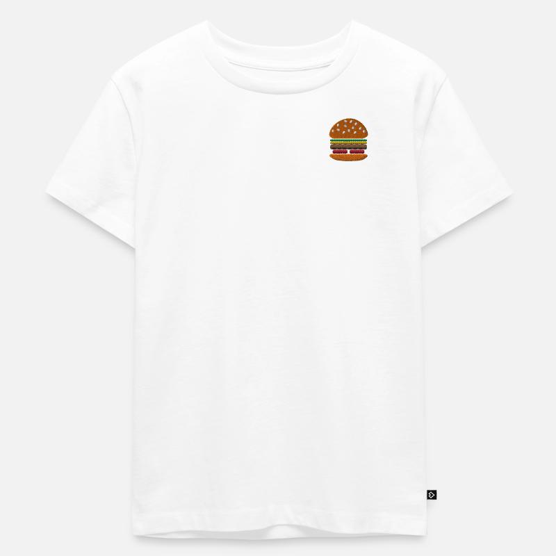 Burger bestickt - Kinder Premium Bio T-Shirt - Weiß