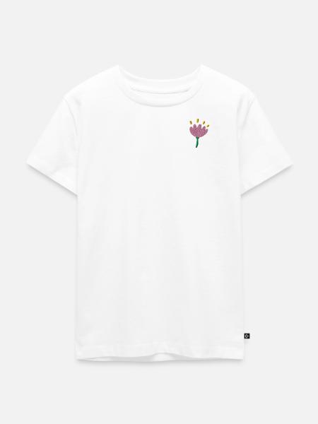 Blume bestickt - Kinder Premium Bio T-Shirt - Weiß