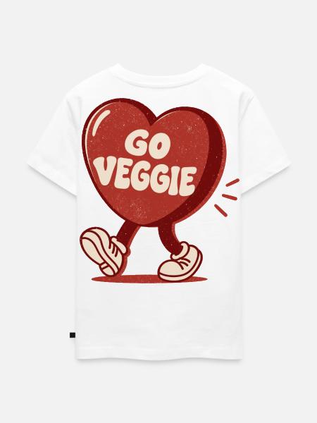 Go Veggie Retro Heart - Kinder Premium Bio T-Shirt - Weiß