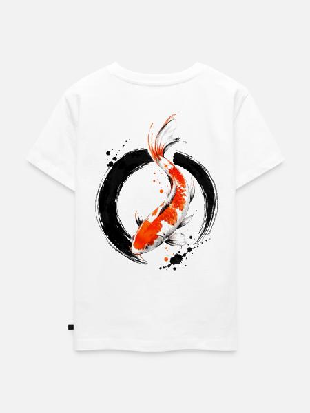 Zen Koi Ink Circle - Kinder Premium Bio T-Shirt - Weiß